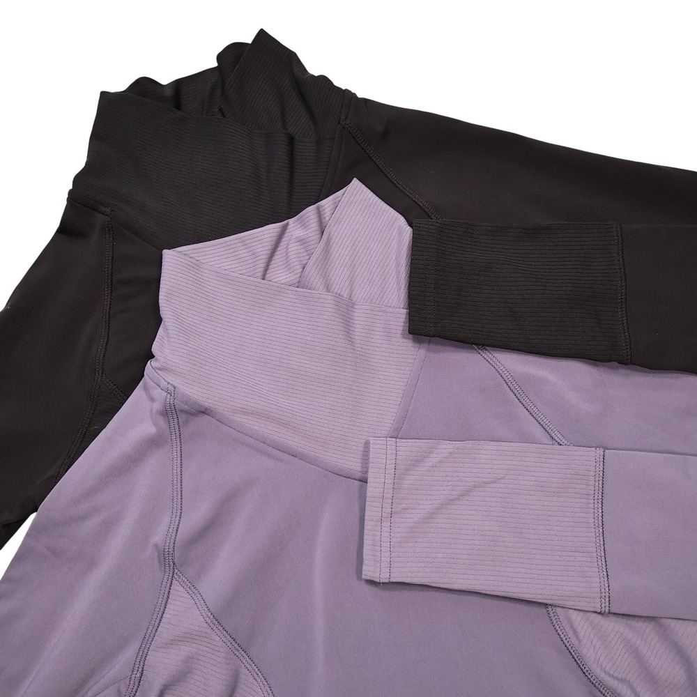 KERRITS Women's XXS Black Purple Wrap Neck Tech Equestrian Base Layer Top BUNDLE